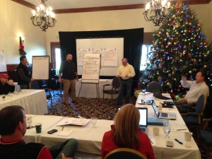 Twelve members of the HighGrove team work on its strategic plan biweekkly. Credit: HighGrove Partners