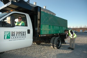 Safety, measurement and documentation are a big part of the Ruppert Landscape culture. Here, a crew undergoes a weekly vehicle safety inspection. Photo: Ruppert Landscape.