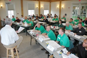 Because Ruppert values people development and training, it tracks whether new employees—such as the group participating in this new field managers orientation—receive their training in a timely manner. Photo: Ruppert Landscape.