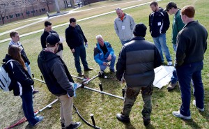 Eric Schneider of Hunter walks students through the company's irrigation systems as part of the PLANET CDS.
