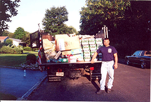The day after 9/11, Stephen Mazelis and his father delivered donations to ground zero. Photo: Mazelis Landscape Contracting Corp.