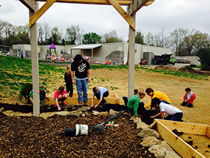 For the Good Shepherd Catholic School project, Inside Out Design donated the master plan, 26 trees, a reclaimed pergola, plus labor and equipment for installation. Photos: Inside Out Design