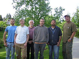 The City Rain crew comprises (from left) Daniel Grevers, service technician; Andrew Fuller, installation crewman; Craig Penner, owner; Andrew Zeller, service technician; Miguel Blanco, installation crewman; and Nick Millward, installation manager.