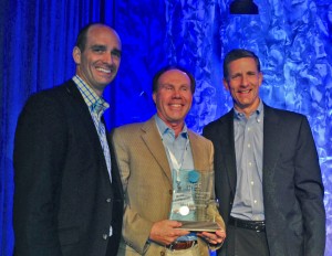 From left: RISE President Aaron Hobbs; Mark Schlossberg, ProLawnPlus president; RISE Chairman Steve Gullickson. Photo: RISE