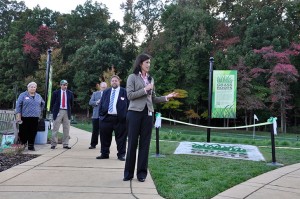 Margaret Pooler, research leader for Grass Roots, addresses attendees at the grand opening. Photo: Grass Roots