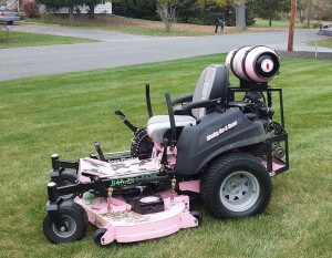 Santini’s Lawn Care partnered with Porco Energy to convert its Bobcat Predator Pro to propane and paint it pink. Photo: LP Gas