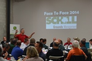 Jim Paluch addresses attendees at the Face to Face event at Schill Grounds Management in September.
