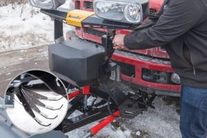 The Automatixx power-assisted attachment system comes standard on the new line of SnowEx truck-mounted plows. Photo: SnowEx