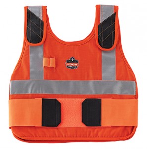 Ergodyne's 6215 HV cooling vest comes in high-vis orange and includes an elastic pen loop.