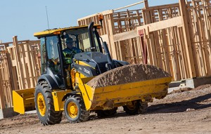 John Deere's 210L tractor loader is powered by a Tier 4 PowerTech Plus diesel engine.