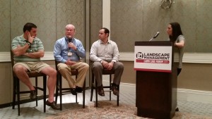 LM Editor Marisa Palmieri leads a panel discussion on engaging, retaining and hiring quality employees at the Lawn Care Forum in Orlando, Fla. Nov. 18.
