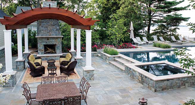 All amenities come together functionally, spatially, and aesthetically in this outdoor living space.