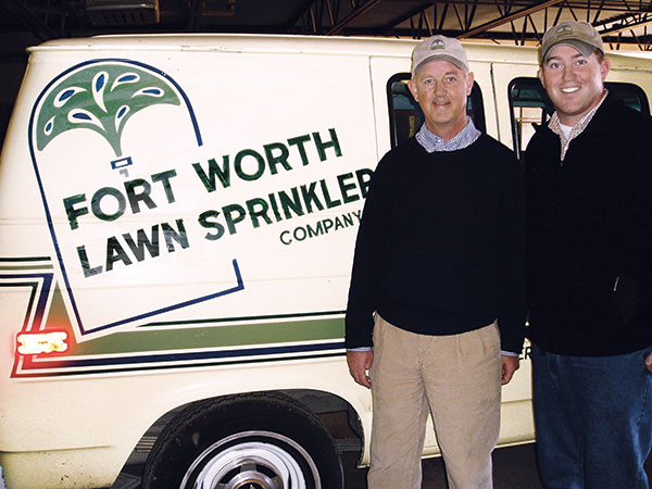 Alan Garcia (right), owner of Fort Worth Lawn Sprinkler Co., took over the business from his father-in-law Price Hulsey in 2012.