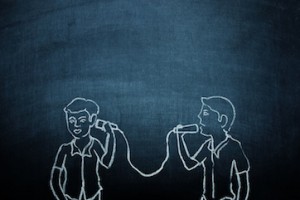 Communication concept on chalkboard