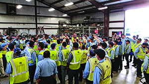 Complete Landsculpture employees at a safety meeting