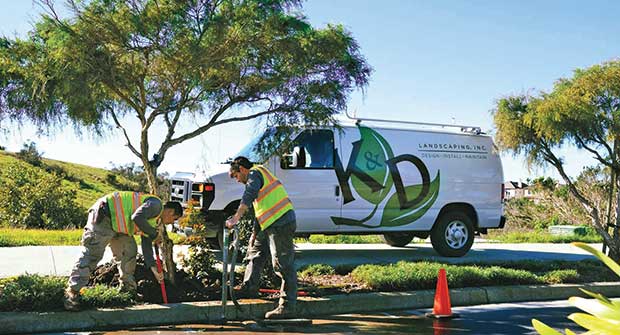 Crews and K&D Landscaping truck.Photo courtesy of K&D Landscaping