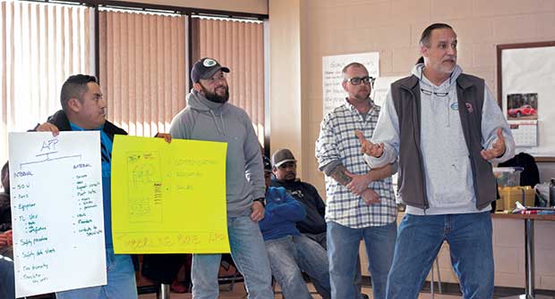 Employees pitching ideas. Photo: Timberline Landscaping