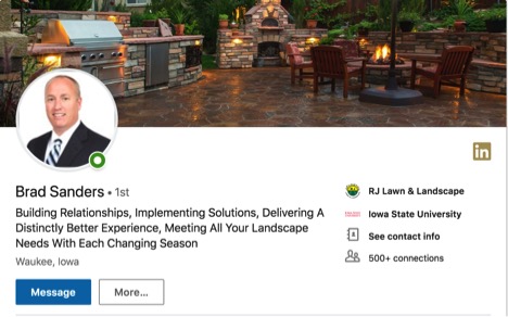 Brad Sanders LinkedIn page