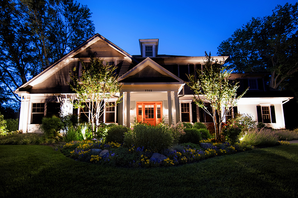 Lit front view of house (Photo: Hilary Schwab)