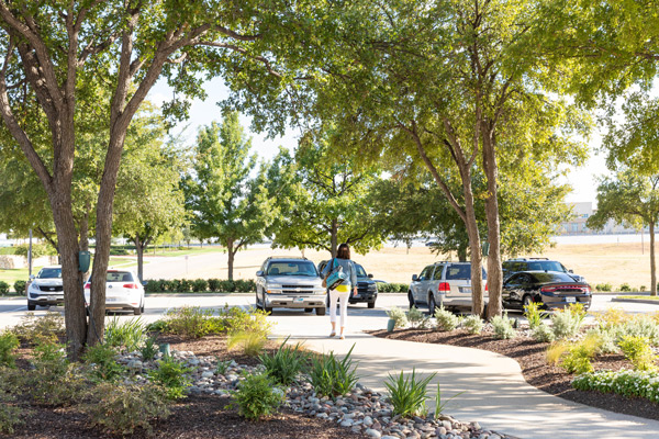 Parking lot walkway (Photo: Custom Greenscaping)