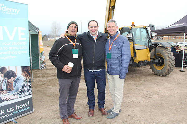 (L to R) John Janes, Caterpillar, Andrew Ziehler, Ziehler Lawn and Tree Care, and Bill Roddy, Landscape Management. (Photo: Seth Jones)
