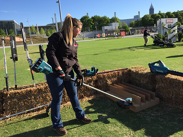 Makita demonstrating string trimmer equipment (Photo: LM Staff)