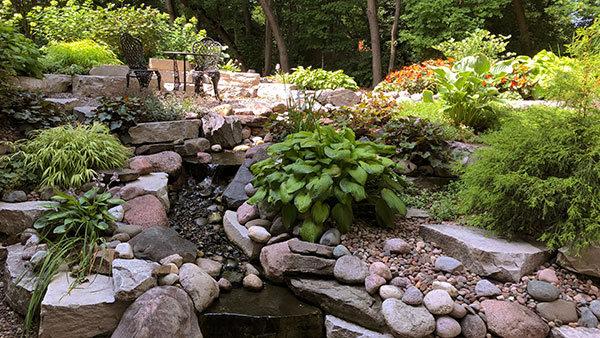 View of plants and water feature (Photo: James Martin Associates)