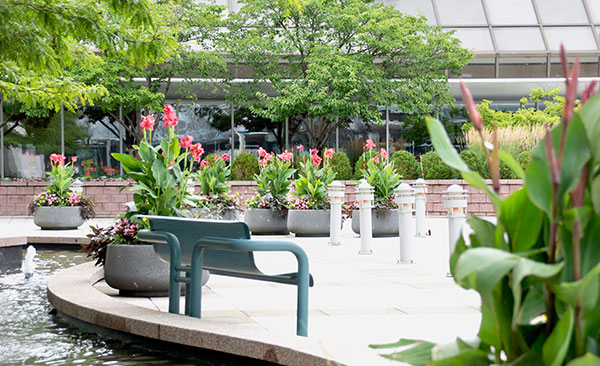Benches and planters at Landmark Square (Photo: Landmark Square)