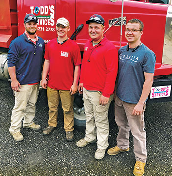 Kurt LaButte’s sons (from left, Austin, Keegan, Mikal and Zakary) are or have been involved in the business. (Photo: Todd's Services)