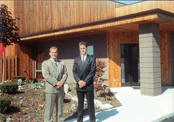The founders of Todd’s Services, Todd (left) and Kurt LaButte, at the opening of their headquarters in 1991. (Photo: Todd's Services)