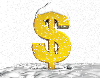 Dollar sign with snow (illustration: iStock.com/fatido)