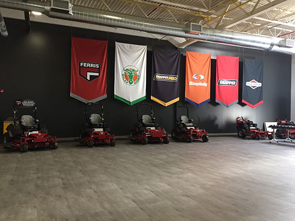Banners at the Sherrill facility showcase a few brands in the Briggs portfolio. (Photo: LM Staff)