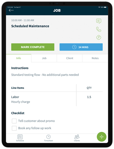 CLIENT CARE In addition to helping schedule maintenance and track invoices, software can help create a better customer experience. Photo: Jobber
