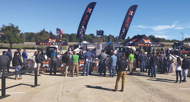 OUT IN DROVES At the 2018 GIE+EXPO, the Mulch Mate demo area was a hot spot for attendees. Photo: GIE+EXPO