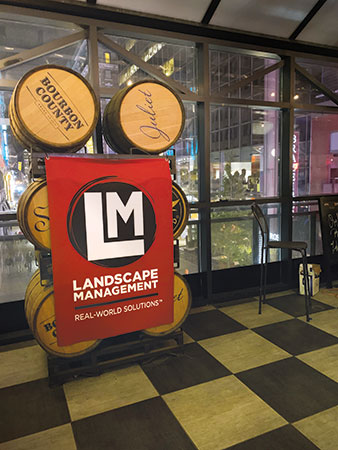 Happy to be in Bourbon Country If people forgot whose party they were at, all they had to do was look around for one of the many LM flags hanging all over the Goose Island Beer Bridge at Fourth Street Live! (Photo: LM Staff)