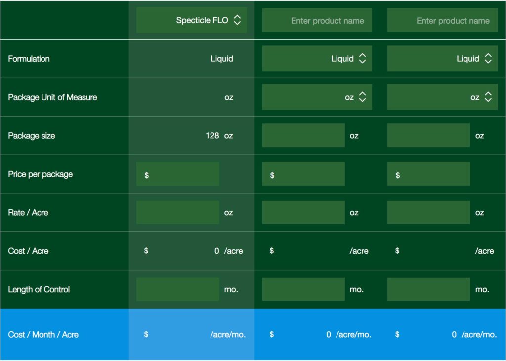 Bayer's Specticle Cost-in-Use Calculator. (Photo: Bayer)