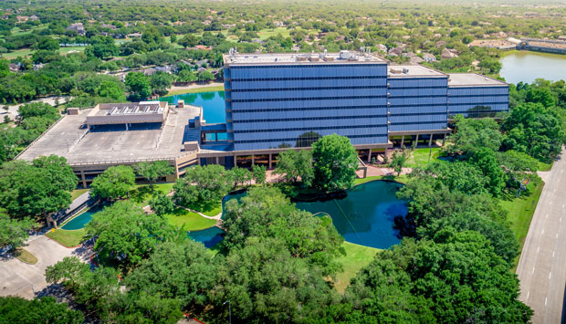 After Hurricane Harvey, the office building closed due to flooding and other issues, which affected the retention of tenants. The client's intent was to renovate the landscaping as quickly as possible. Photo: Bryan Malloch