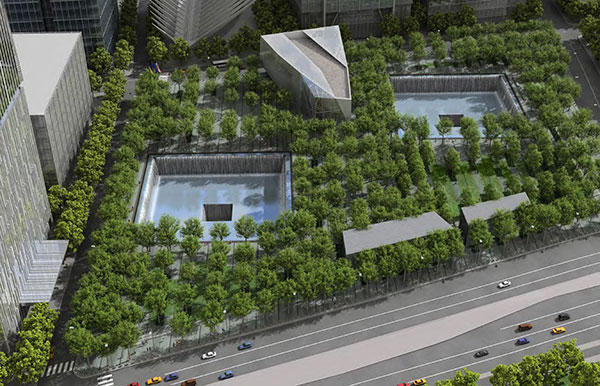 Overview of 9/11 Memorial (Photo courtesy of PWP Landscape Architecture)