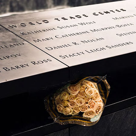 Names at 9/11 Memorial (Photo courtesy of PWP Landscape Architecture)