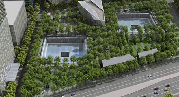 Overview of 9/11 Memorial (Photo courtesy of PWP Landscape Architecture)