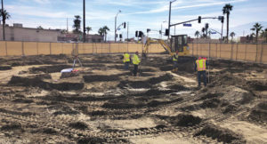 Specialized skill was required to lay out and dig the art structure footings. Since no engineering plan was available, all dimensions had been handset. (Photo: Urban Habitat)