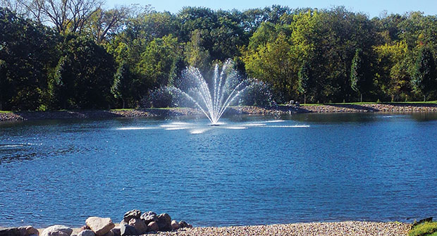 Pond with a fountain (Photo: A+ Watercare and Fountains)