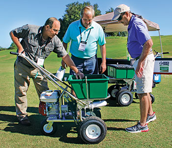 Michael Falconer demonstrating power spreader (Photo: Seth Jones)