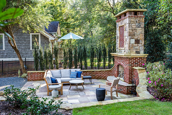 Fireplace and patio area (Photo: Joel Hordyk, Cameron Street Photography)