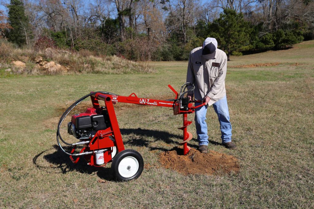 Little Beaver’s UN-Towable Drill is an economical and easily transportable solution for one-man hole digging projects. Photo: Little Beaver