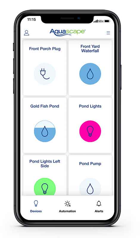 Aquascape Inc.'s new smart control app allows the user control of lights and flow pumps at their fingertips. (Photo: Aquascape Inc./ Lori Jansen)