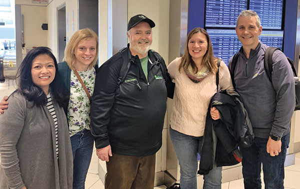 Abby Hart, Christina Herrick, Jim Beveridge, Judy Beveridge, Bill Roddy at airport (Photo: LM Staff)