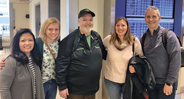 Abby Hart, Christina Herrick, Jim Beveridge, Judy Beveridge, Bill Roddy at airport (Photo: LM Staff)