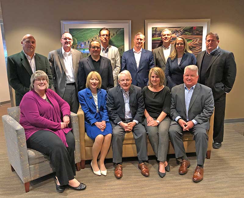 The 2020 RISE governing board includes: Back row: Michael Kropp, Wilbur-Ellis on behalf of Primera, Inc.; Scott Gault, WinField United; Jose Milan, Bayer Environmental Science; Michael Maravich, Sipcam Agro USA; Brian Rowan, SiteOne Landscape Supply; Neil Cleveland, PBI-Gordon Corporation; Karen Larson, Clarke, Treasurer; and Scott Todd, Central Life Sciences. Front row: Stephanie Jensen, BASF, vice chair; Kathy Bishop, Lebanon Seaboard Corporation; Bill Culpepper, SePRO Corporation; Carrie Tackema, Nufarm Americas, Inc., co-chair of the RISE Strategic Oversight Council; and Sean Casey, Nufarm Americas, Inc., chair. Not pictured: Daryl Allen, Corteva Agriscience, and Scott Reasons, Syngenta. (Photo: RISE)