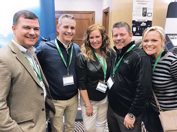 Lt. Col. (Ret.) Rob “Cujo” Teschner, LM Publisher Bill Roddy, Amy Tipton, Mark Tipton, CEO, The Aspire Co., and Ashly Neneman, GM, Sun Valley Landscaping at Aspire users conference. (Photo: LM Staff)